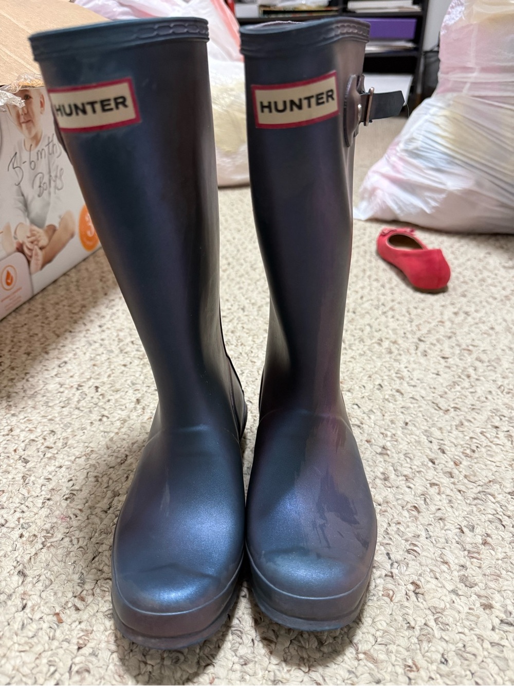 Hunter Kids iridescent Blue Tall Rain Boots